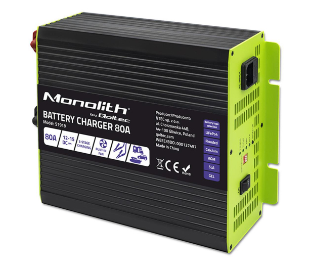 Qoltec Inteligentna ładowarka Monolith LiFePO4 GEL 80A/12V - 1289106 - zdjęcie 2